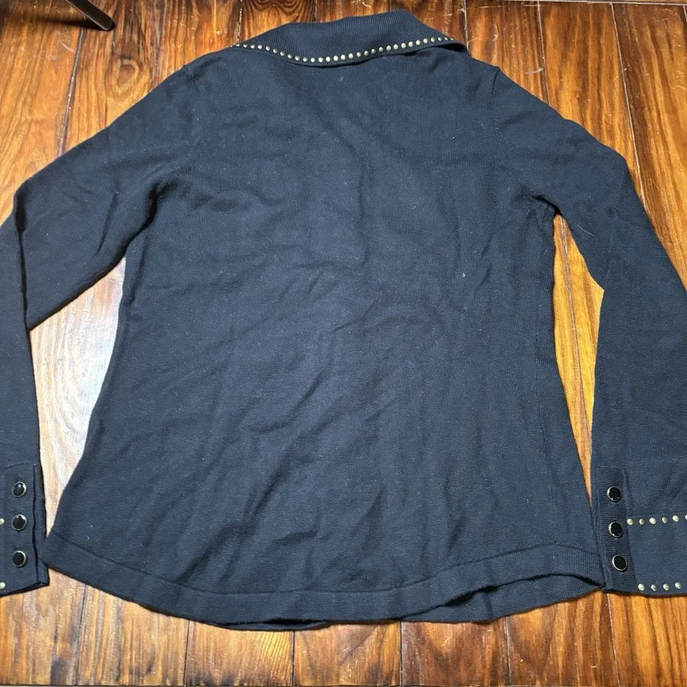 Minnie Rose Black Studded Sweater Top Cashmere Blend Sz s A1567